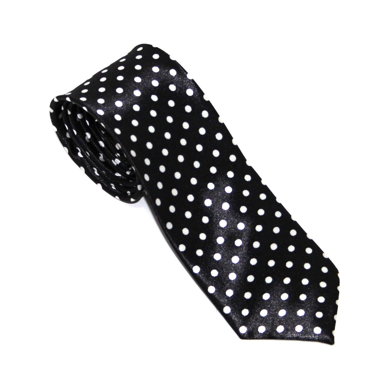 Robelli Men's Black/White Polka Dot Novelty Slim 2 Inch Tie