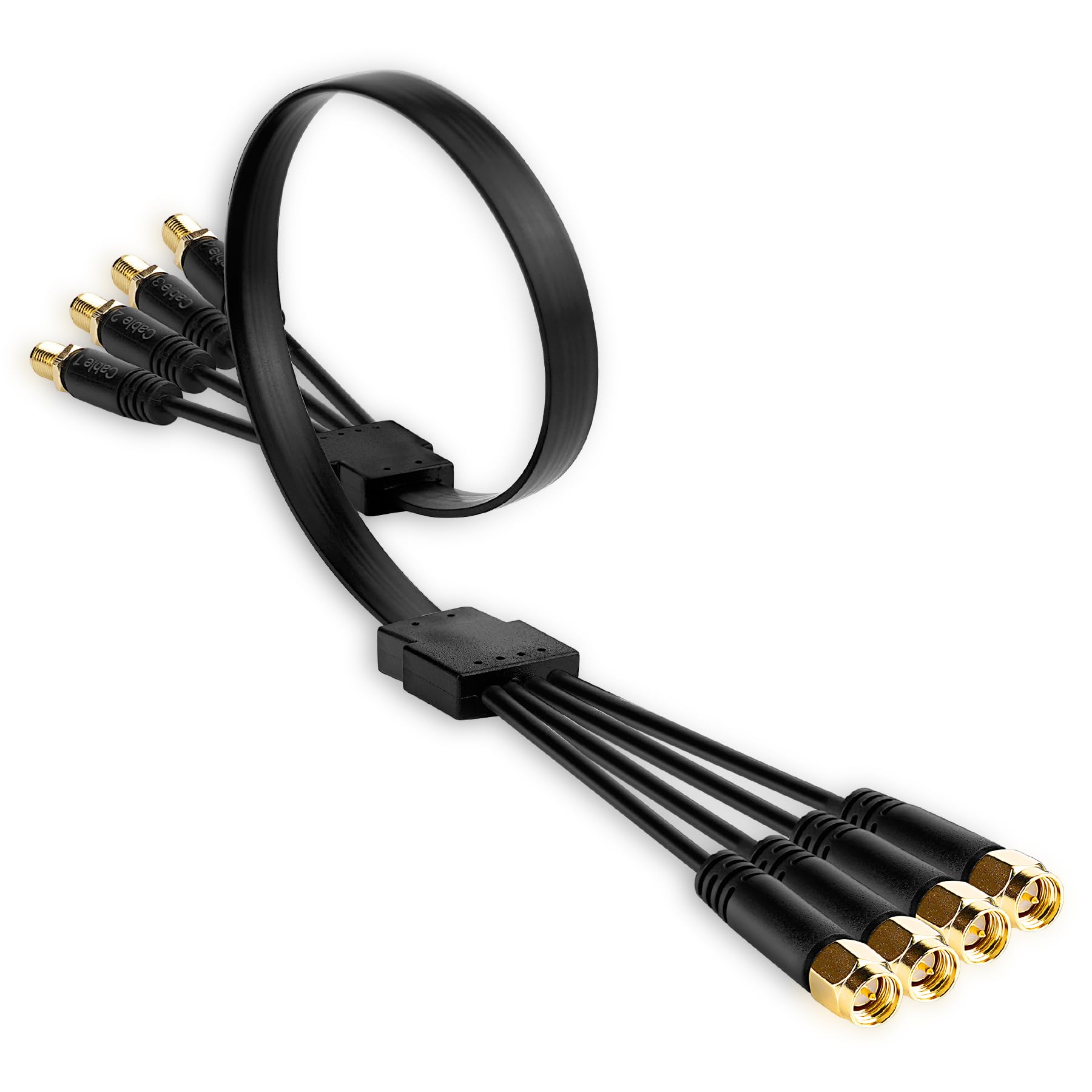 Cavo Piatto Passa-Finestra SMA per Antenne 5G/LTE | Cavo Ultra-Sottile a Bassa Perdita 4-in-1 | SMA Maschio a Femmina | Ideale per Finestre e Porte, 50 cm