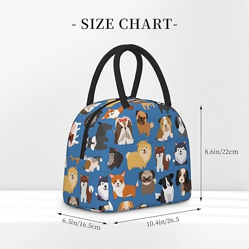 Miniatura 3 de Bolsa de almuerzo de animales con lindos perros, bolsa de mano grande, contenedor reutilizable para mujeres, hombres, escuela, oficina, trabajo, 10 l