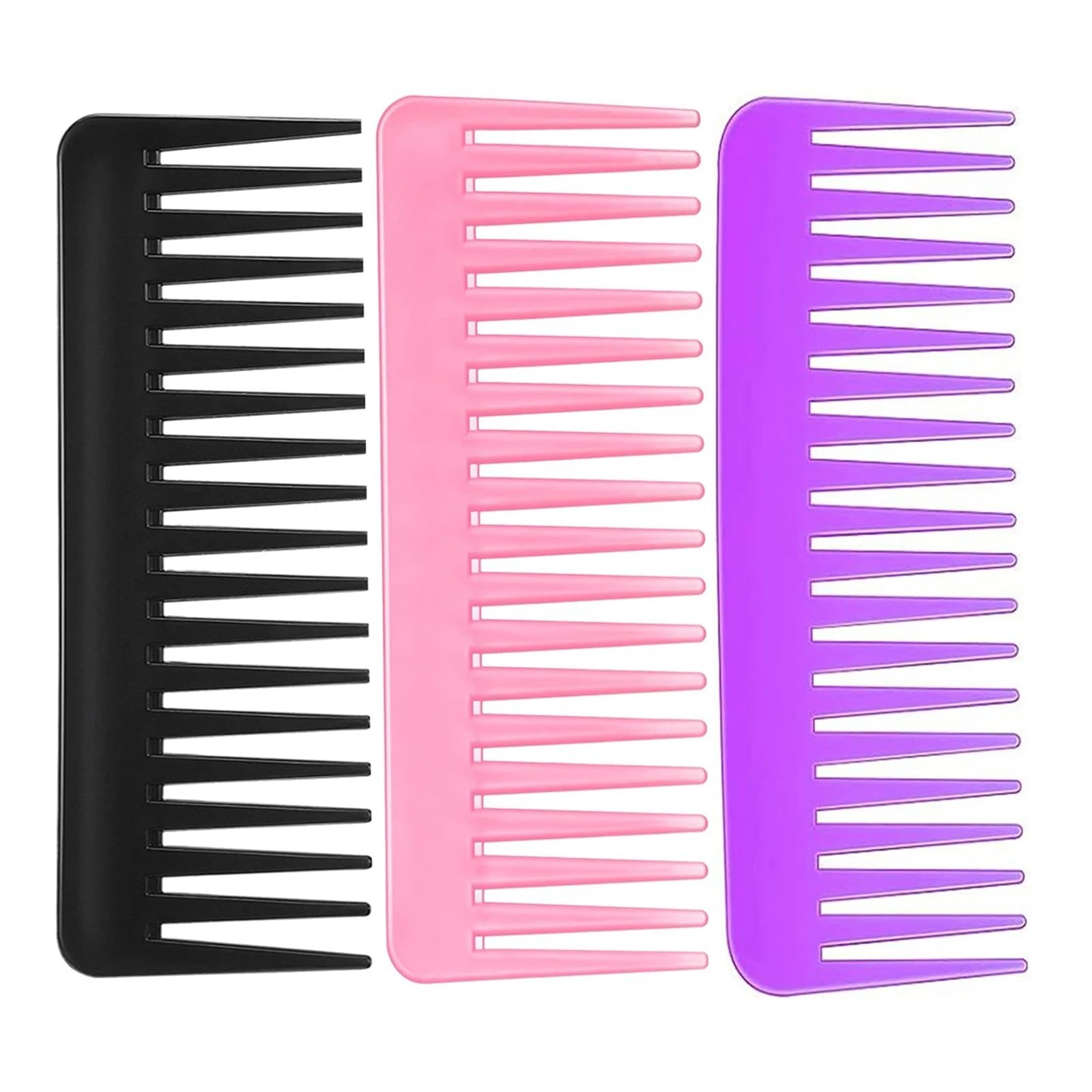 Peine de dientes anchos 3 piezas y desenredante cabello grande for desenredar largo, rizado, húmedo sin mango(L)