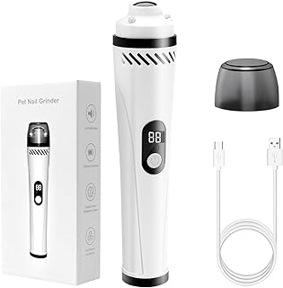 Dog Nail Grinders 3-Speed Electric Dog Nails Clippers – Quiet & Low Vibration Pet nails Trimmer for Small, Medium, Large Dogs & Cats – 360° LED Light & Extra Grinder Head – Essential Dog Accessories