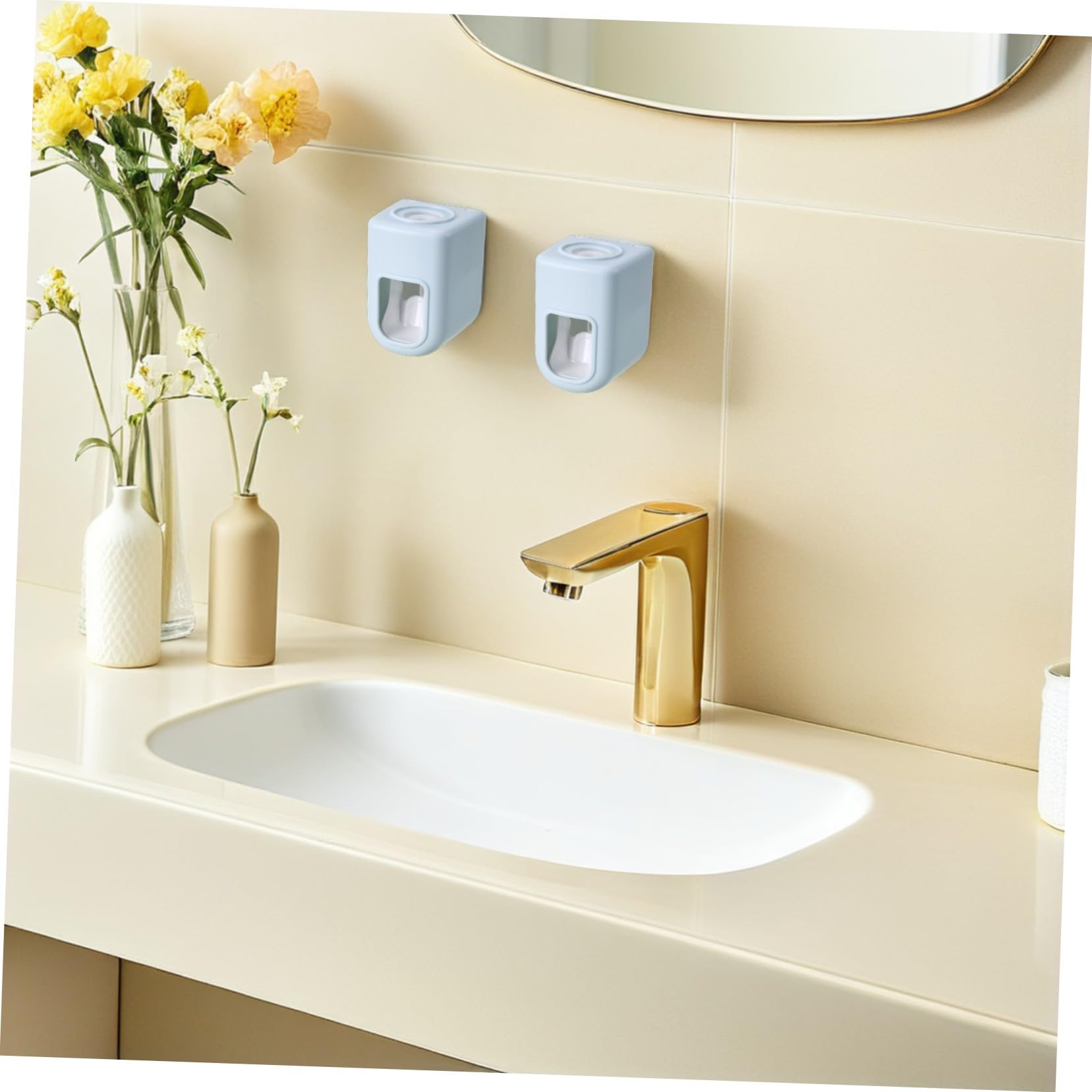 4 Piezas Dispensador Automático de Pasta de Dientes Montado Pared Exprimidor Plástico para Baño Soporte para Adultos Organizador