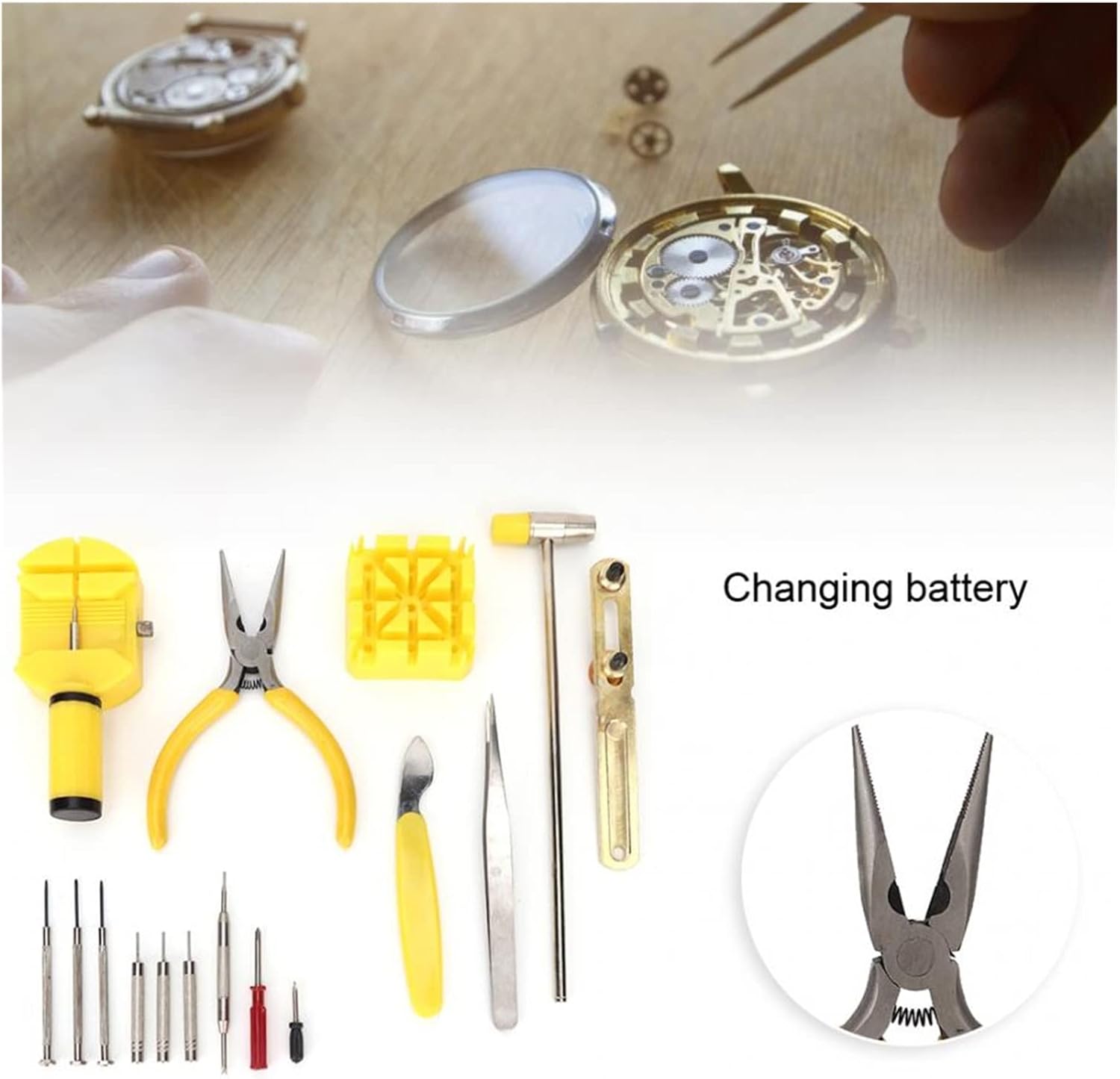 16pcs Quality Multifunctional Watch Repair Tool Kit Watch Back Case Opener Tweezers Screwdriver Set Watch Strap Adjuster Set Watch Repair Tool Kit