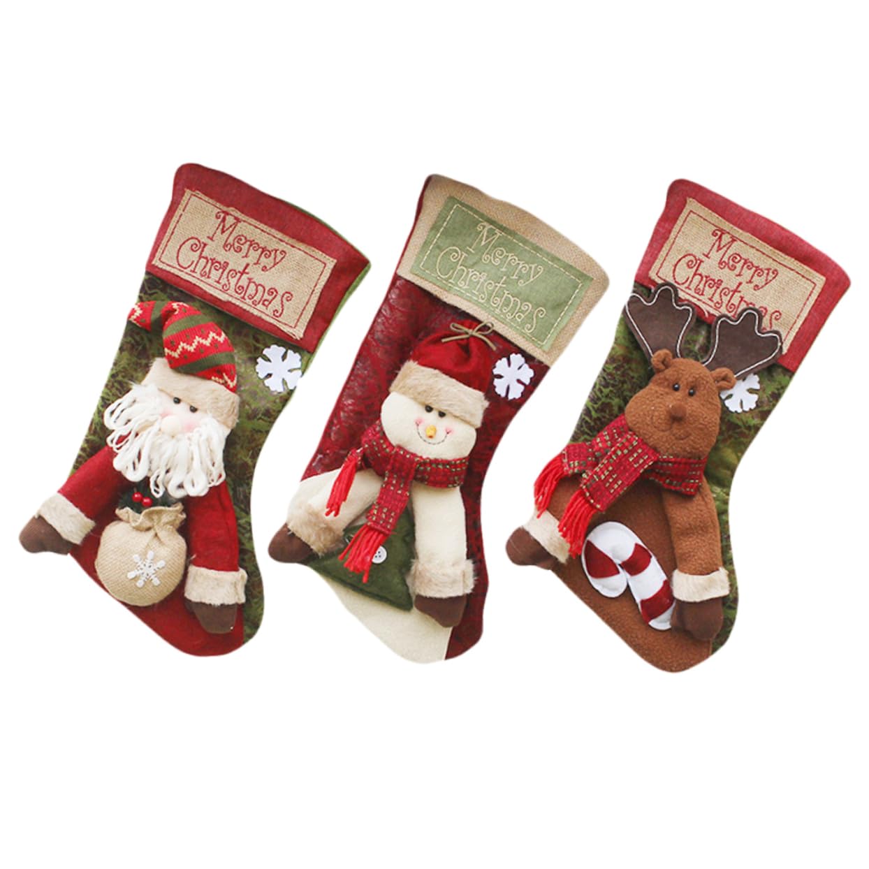 3stücke Weihnachtsstrümpfe Hängend Weihnachtsstrümpfe Weihnachtsgeschenksocken Taschen Für Süßigkeiten Geschenke Dekoration