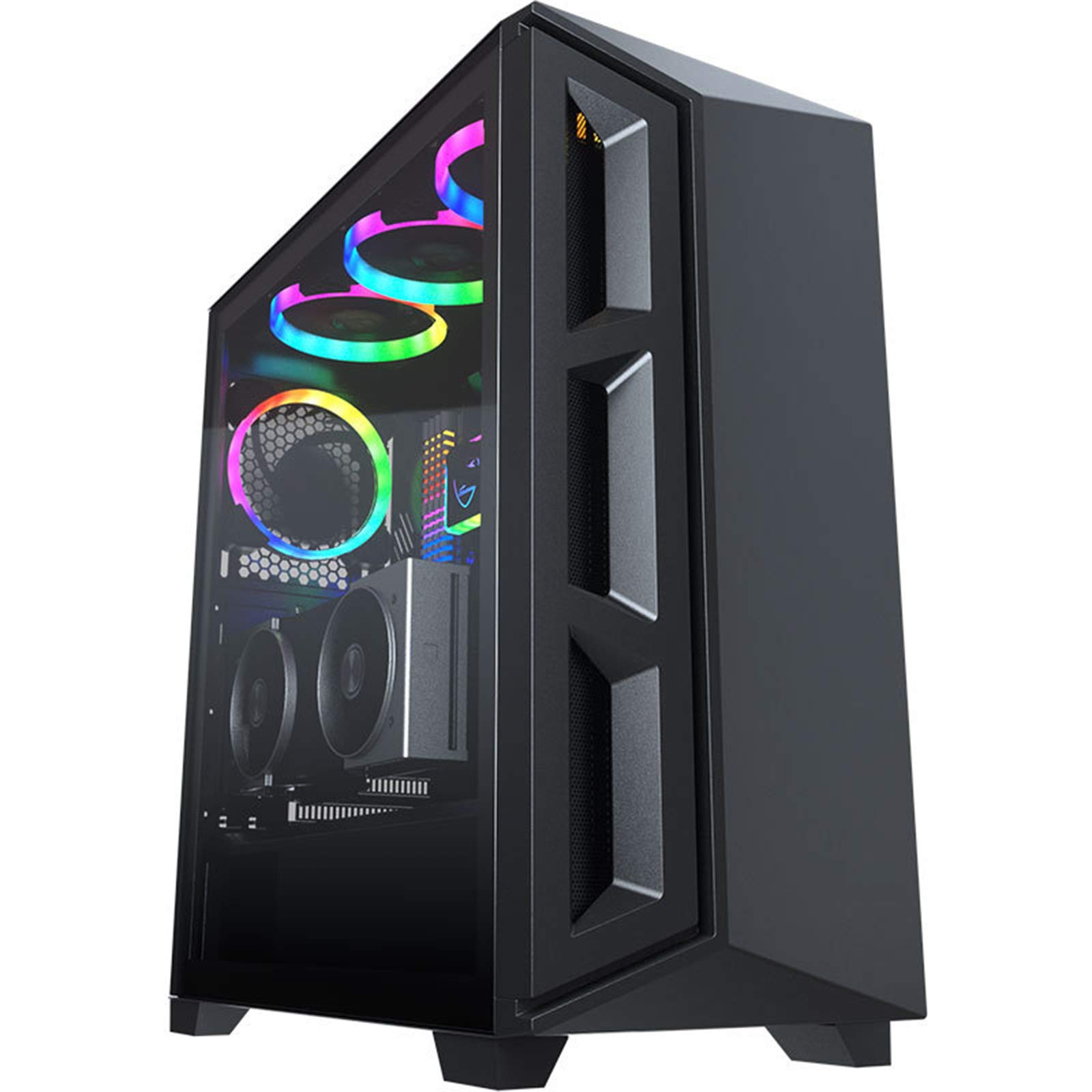 Caso PC Gaming - USB3.0 Port - Vetro temperato Laterale Pannello di Gestione Cavi - Be Quiet Water-Cooling Ready - Integrato RGB - Nero/Whine,Nero