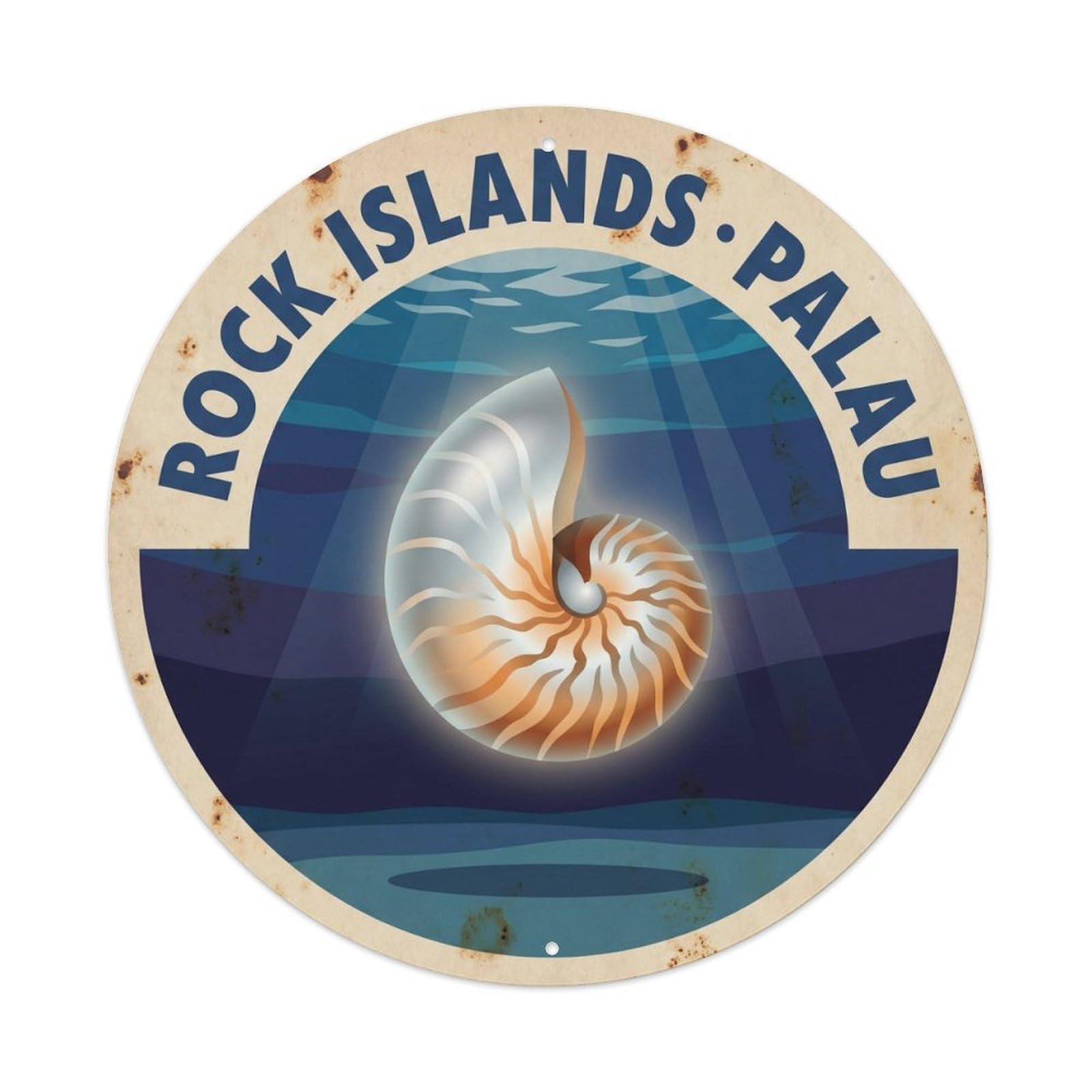 Olyhtr 8X8inch Classic Style Palau Nautilus Moonlight Vintage Reef Diving Metal Tin Sign