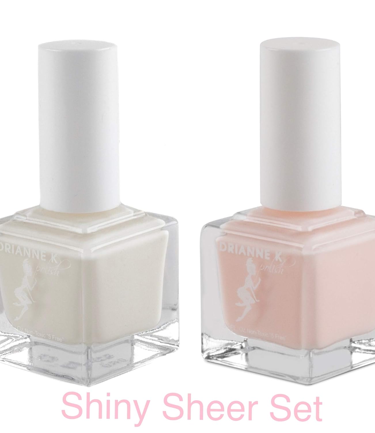 ADRIANNE K SHEER NAIL POLISH DUO GIFT SET! NONTOXIC, QUICK DRY. VEGAN, .51 FL OZ/COUNT