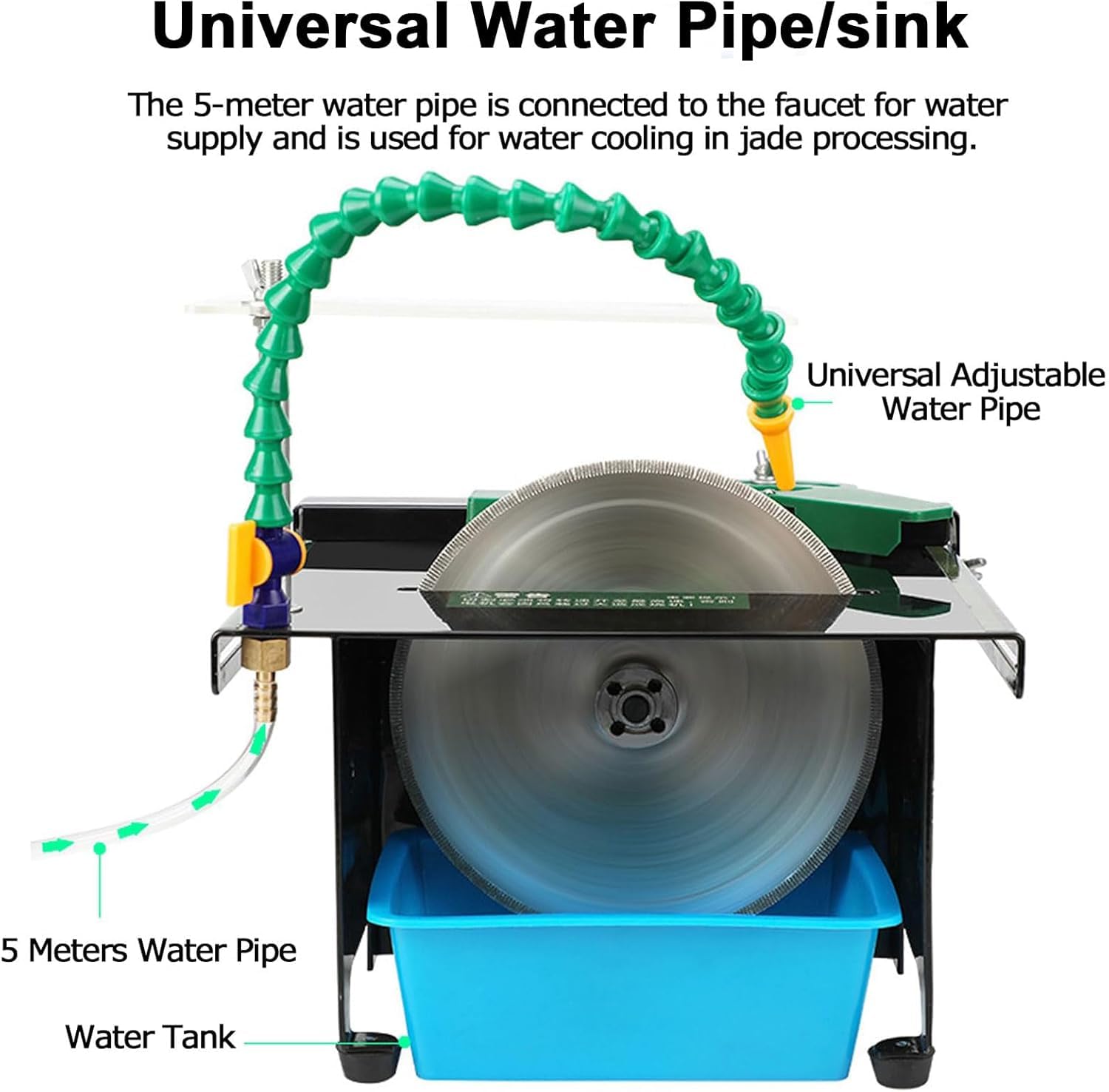 Máquina cortadora de Jade de 1850 W, Velocidad Ajustable de 800 a 12000 RPM, Profundidad de 50 mm, Incluye Manguera de Agua Universal de 500 mm para Grabar y pulir Joyas, Metales y Madera.