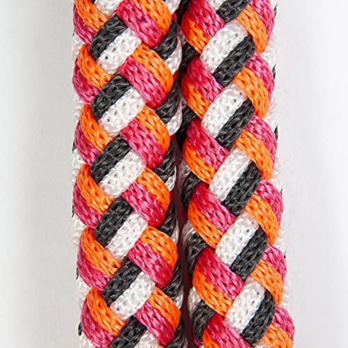 Pfiff 102932 Halsring für Pferde, Rund geflochten, Einstellbar, Länge 170cm Orange-Weiß