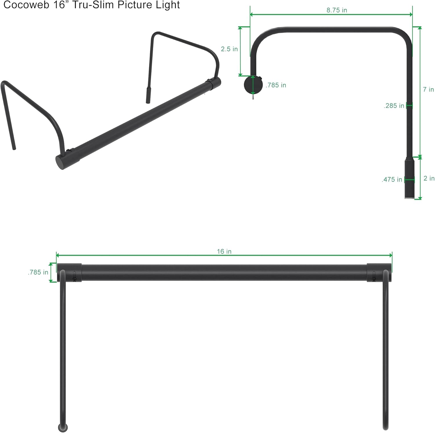 Up To 40% OFF Cocoweb 16 Tru-Slim LED Picture Light in Oil Rubbed Bronze with Plug-in Adapter