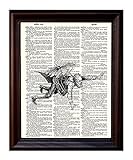 Dictionary Art Print - Steampunk Aerial Flying Man - Printed on Recycled Vintage Dictionary Paper - 8.5