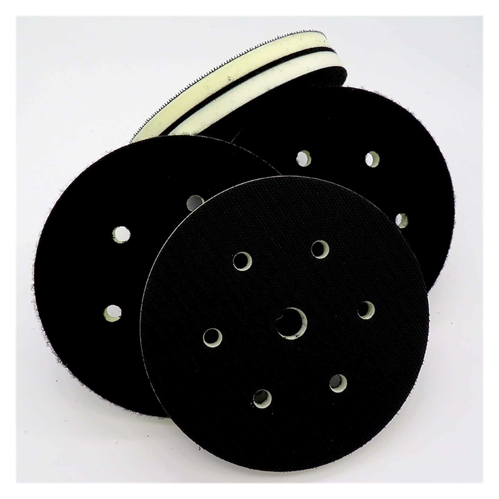 Cepillo de esponja de lija lijado 5pcs 6 "150 mm de 7 orificios de la PU de espuma de la PU de la PU de la interfaz de la densidad de la densidad media y la almohadilla de pulido de lijador de lijador