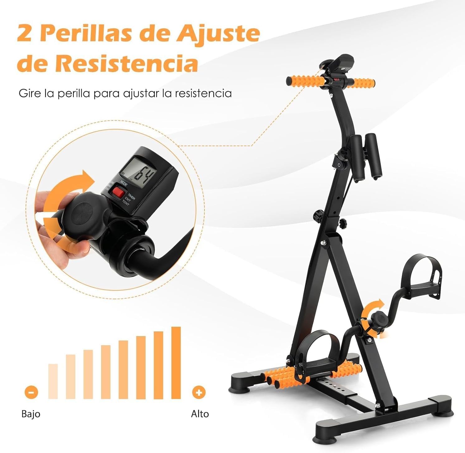 GYMAX Pedales Estaticos, Pedales Estaticos Personas Mayores de Brazos y Piernas, Pedaleador para Ancianos con Pantalla LCD, Resistencia Altura Ajustable, Ejercicio, Rehabilitación para Personas Mayore