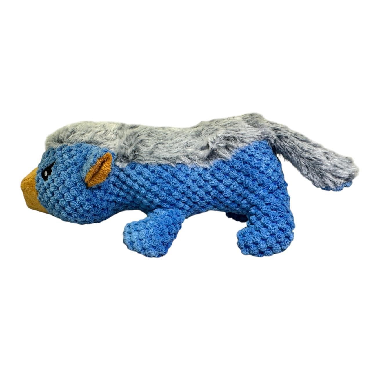 Crocheted Honey Badger Dog Squeak Toy, Blue Aggressive Chewers, Durable Dog Squeaky Toys, Stuffed Animals Toys with Cotton Material and Crinkle Paper, Durable Chewing Toys
