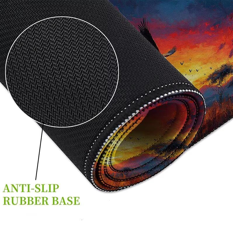 Tapis de souris XXL 700x400mm motif arbre avec bords cousus et base caoutchouc par Aigle - 5
