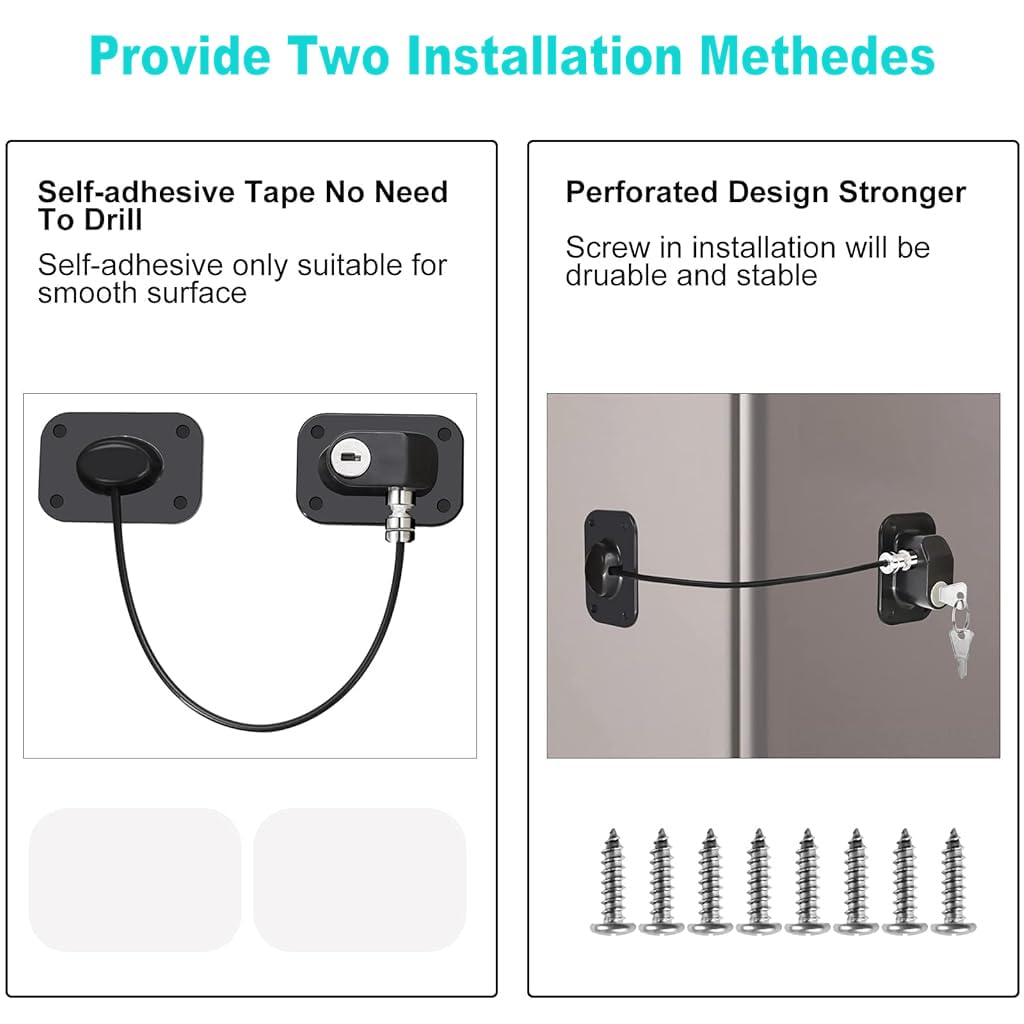 STHIRA Fridge Lock with Key, Self Adhesive Baby Safety for Drawers 4