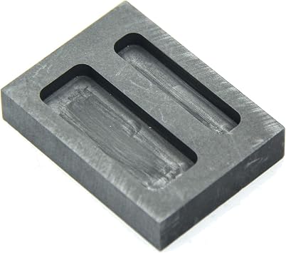 Graphite Ingot Mold, Melting Casting Mould, Silver Ingot, for Gold Silver Aluminum Copper Brass Zinc Plumbum and Alloy Metals,Double hole 57x42x11mm