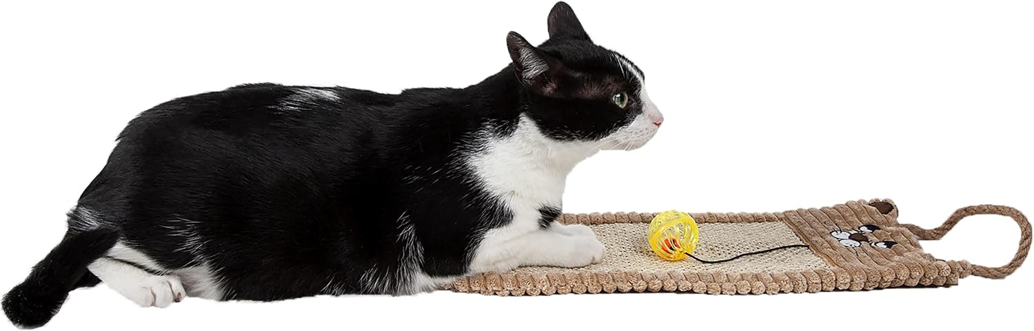 review Pet Life ® Eco-Natural Sisal and Jute Hanging Carpet Kitty Cat Scratcher Lounge with Toy