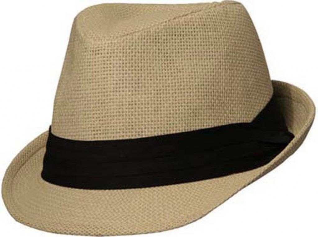 Short Brim Paper Fedora with Black Pleated Band (Natural Color, X-Large)