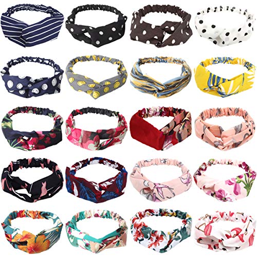 20 Pack Women's Headbands Boho Criss Cross Fashion Girls Headband Elastic Hair Band Accessories