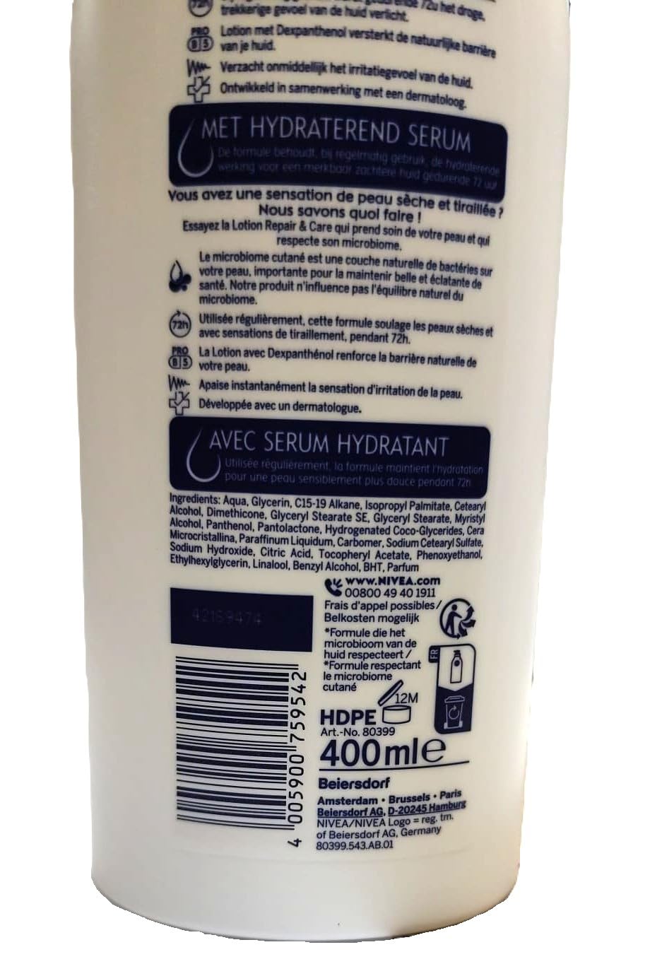 6er Pack - Nivea Bodylotion mit Pumpspender – Repair & Care 72h – 400ml
