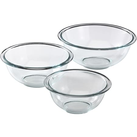 Pyrex Glass 1118441 Prepware Mixing Bowl Set, 3-Piece, Clear