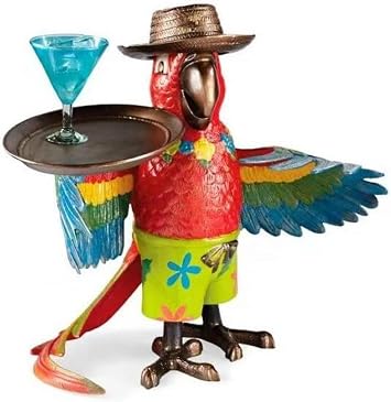 Drink Serving Parrot Butler, Parrot Butler Statue Bird Drink Serving, Living Room Pool Kitchen Animal Tray Sculptures Handicraft Decoration-B