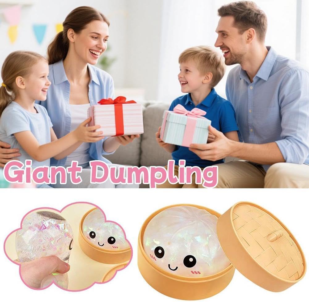 Dumpling Squishies Mystery Box, Glitter Dumplings Squeeze Box, TPR Low Rising Squishies Sensory Fidget Toy for Anxiety, 10Colors Random Dumpling Gift Boxes for Adults
