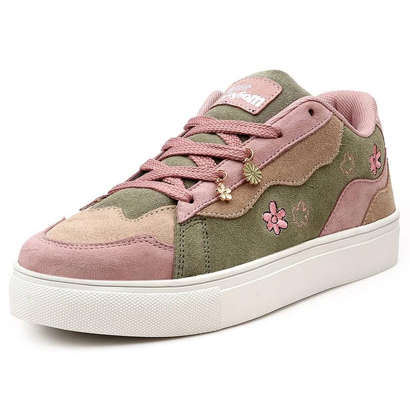 Image of Bacca Bucci Blossom Women's Sneakers - Genuine Leather Casual Shoes with Floral Accents & Metal Lace Charms | High-Energy Colorways | All-Season Comfort & Style