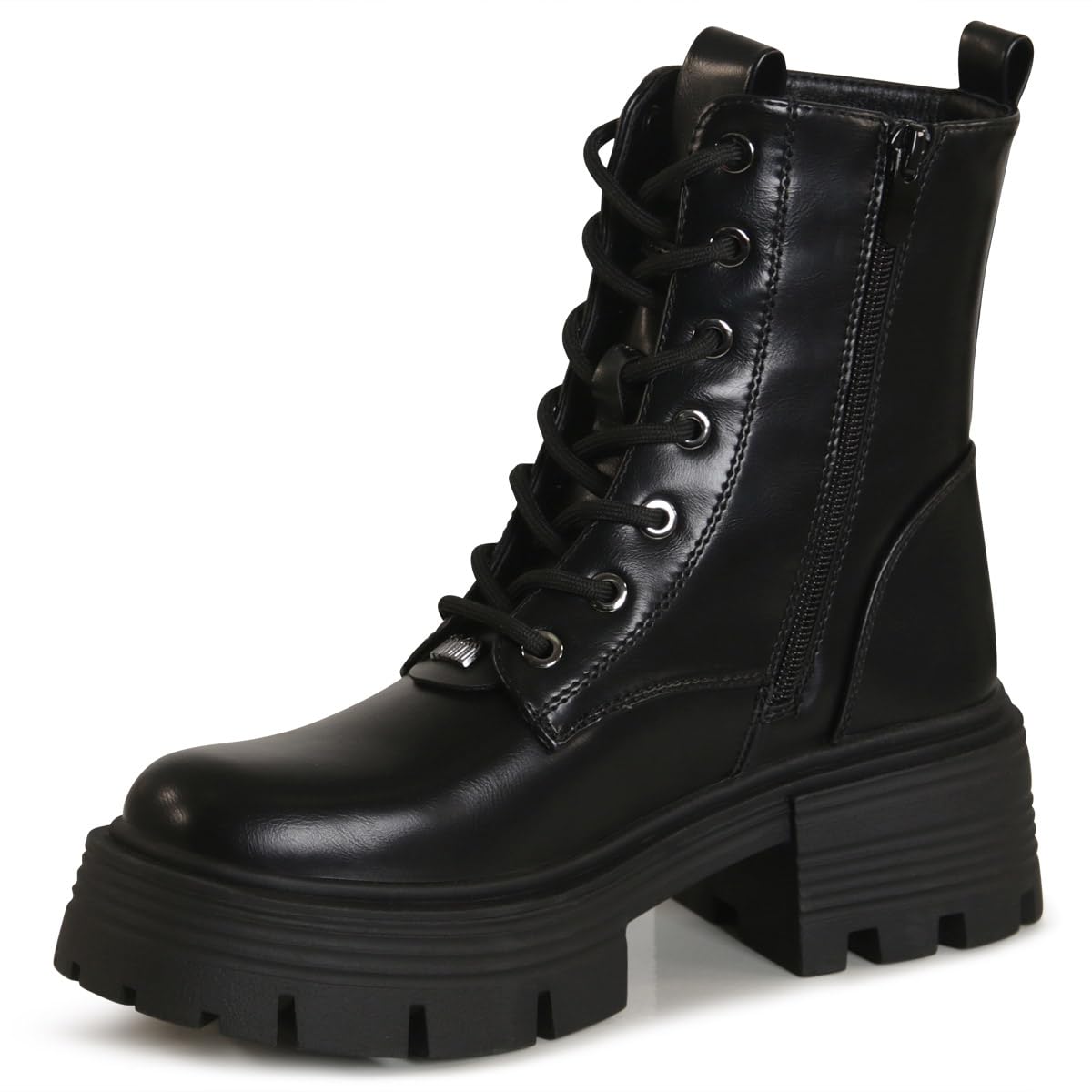 3201 Damen XXL Plateau Stiefeletten Worker Biker Boots
