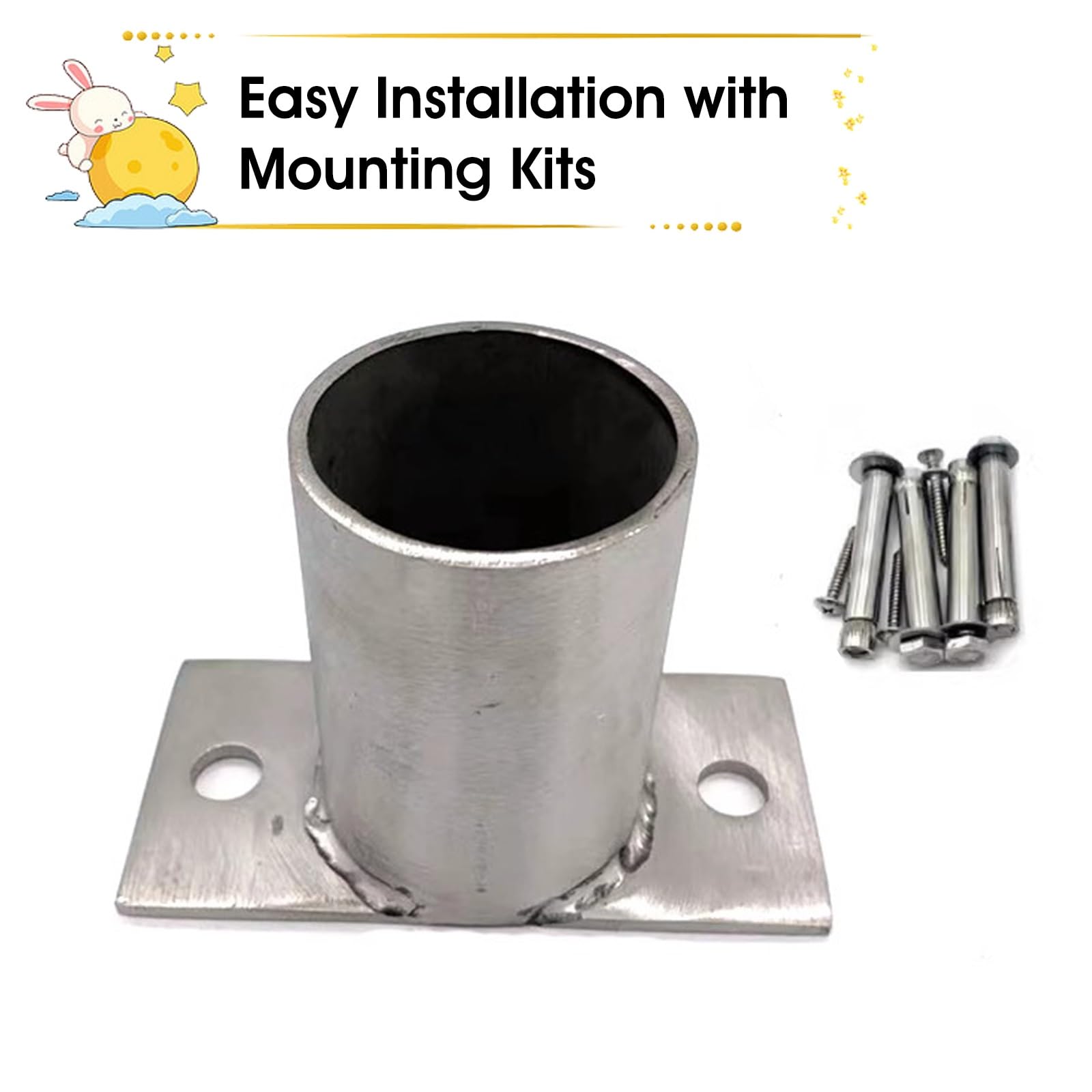 Anclajes para postes de cubierta con kits de tornillos, montaje de hormigón resistente para reparación de vallas y soporte de postes de madera, ideal para buzones y postes de tubo redondo