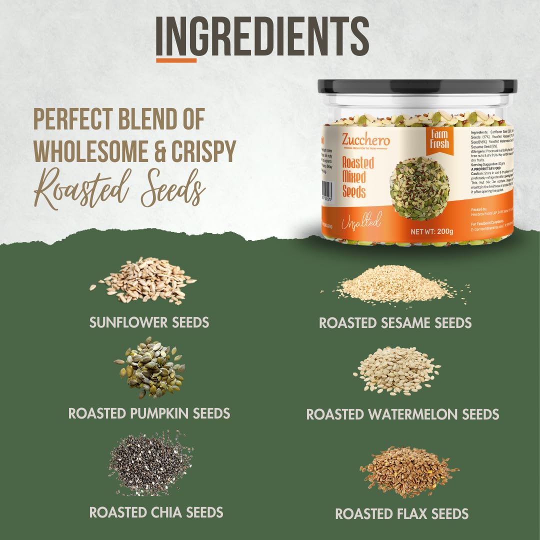 Buy Now Zucchero Roasted Premium Mixed Seeds, Unsalted, 400G (6 In 1... 3 Buy Now Zucchero Roasted Premium Mixed Seeds, Unsalted, 400G (6 In 1...