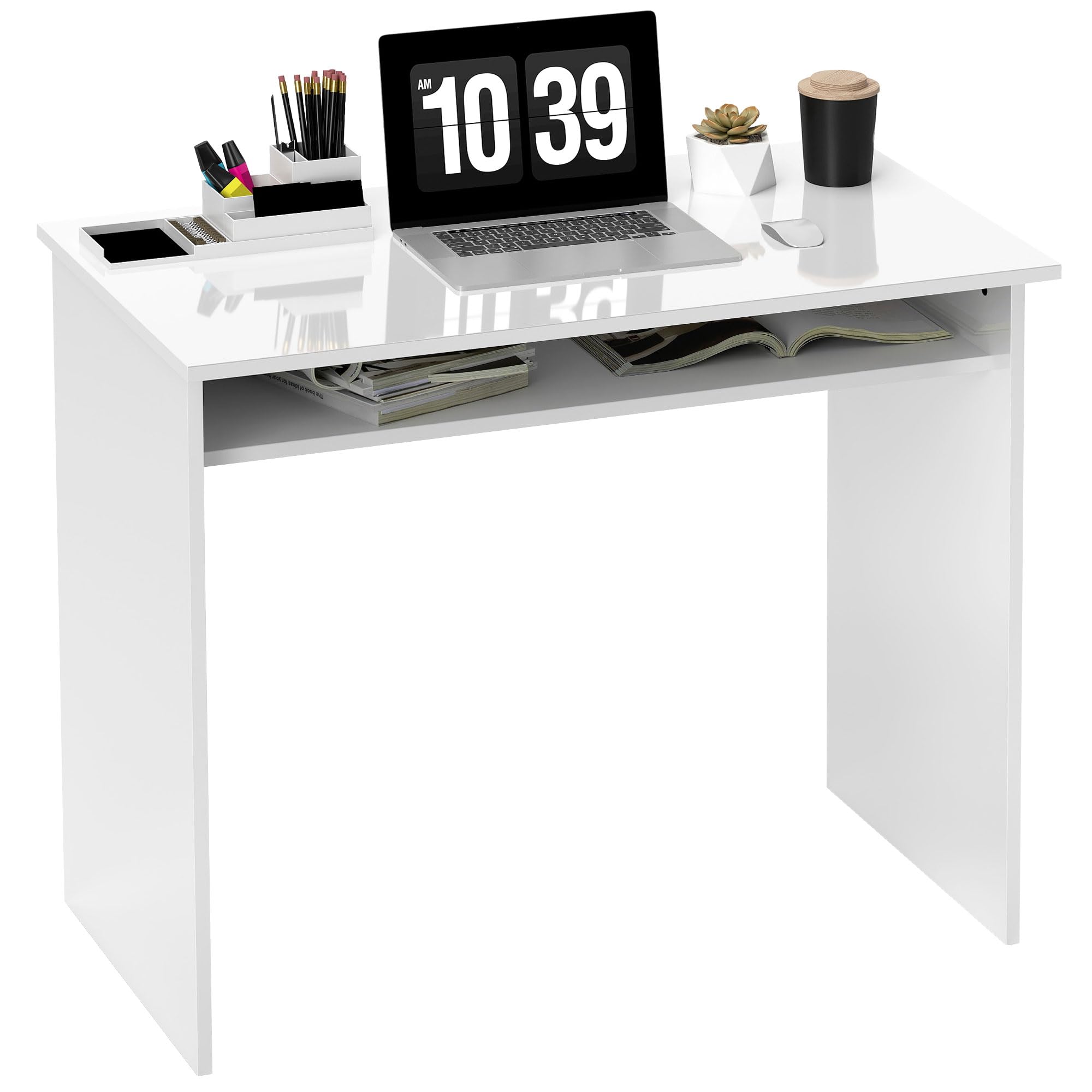 Homcom Unisex White Computer Desk Writing Table Study Workstation Storage In