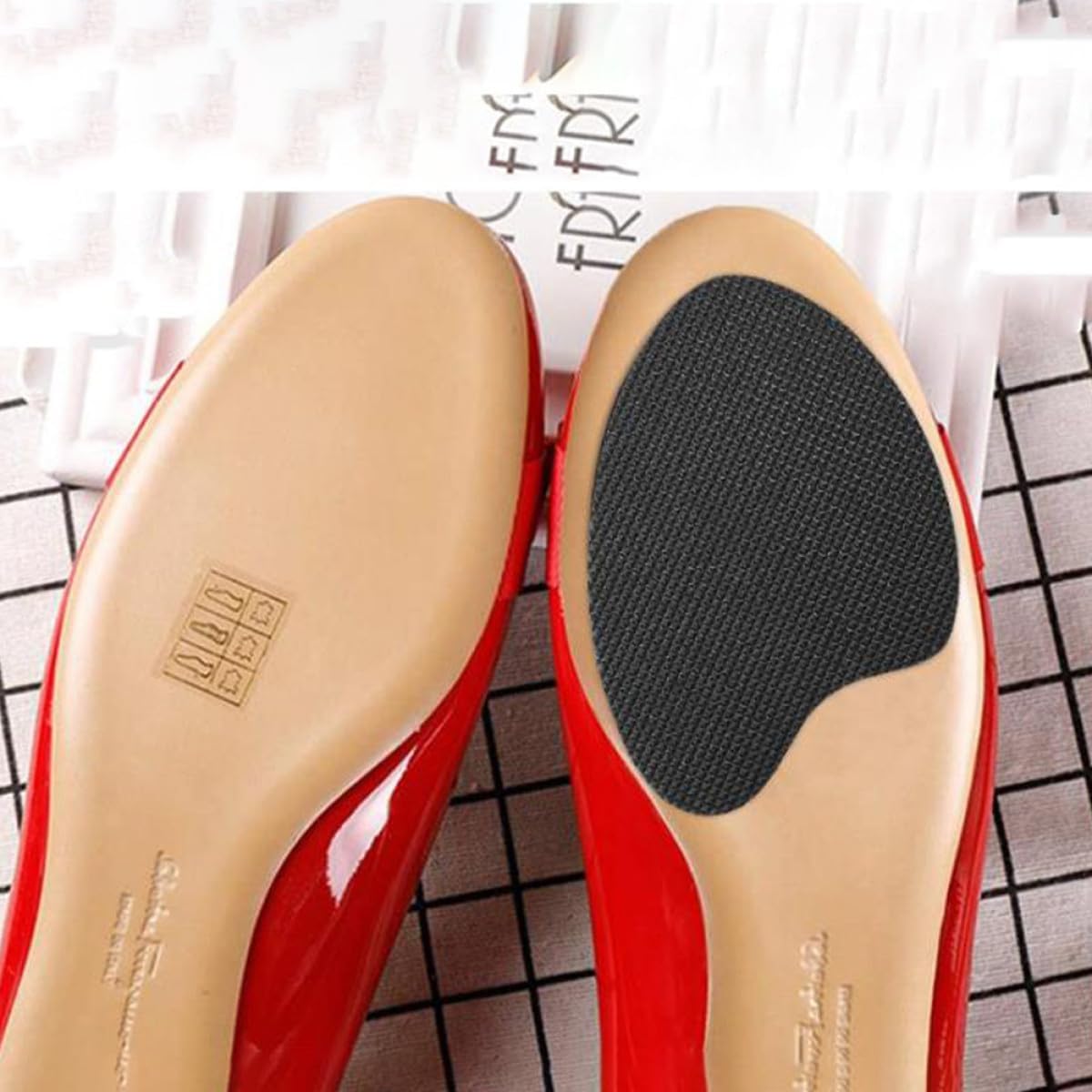 4pairs Black Rubber Anti Slip Shoe Sole Stickers for Leather Loafers