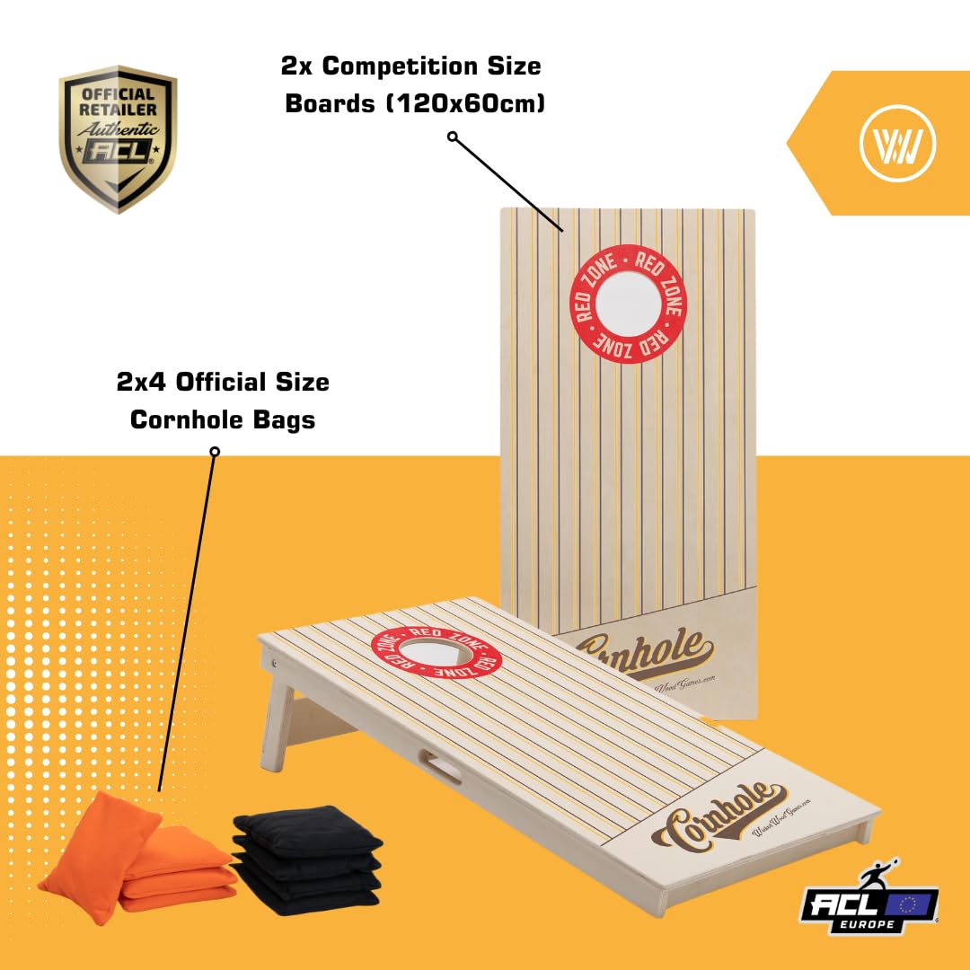 Cornhole Set – 120 x 60 cm – Gioco a foro cieco – Wicked Wood – Set di tavole con licenza ufficiale ACL – 2 x 4 sacchetti Cornhole 450 g – Cornhole Gioco Outdoor