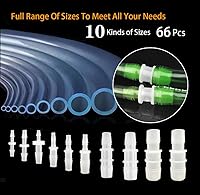 Vista 3 de 66 piezas de accesorios de púas de manguera, reductor de púas, conectores de tubería empalmadora para aire líquido, ID1/2"x1/4", 1/2"x3/8