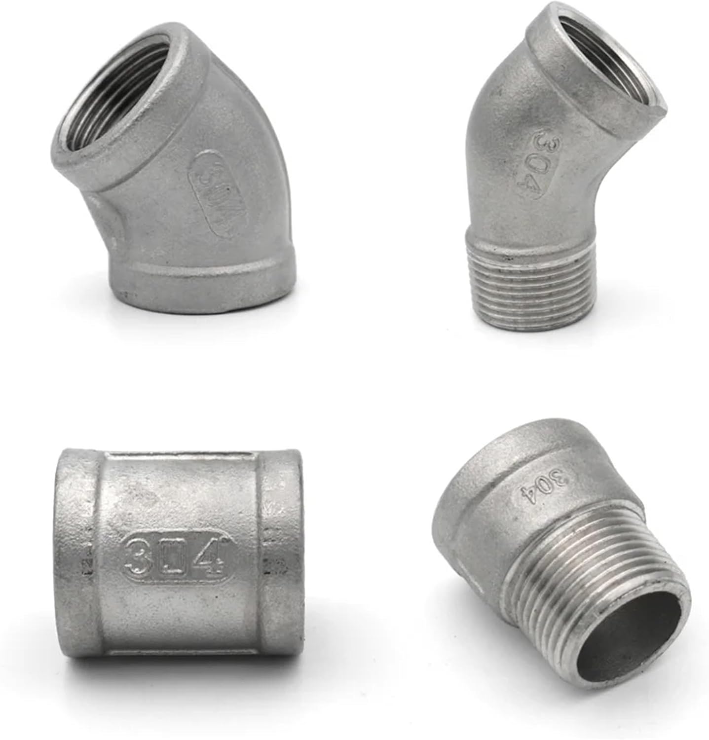 1PC 304 Stainless Steel Pipe Fittings 1/4"3/8"1/2"3/4"1"BSPT Female+Male Threaded Three Way 4 Way Elbow T Type(Straight FM,3/8")