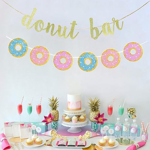 Miniatura 3 de KUNGOON Cartel de barra de dona, cartel de fiesta de cumpleaños de baby shower, decoración de cumpleaños para niñosniños, letrero de fiesta de