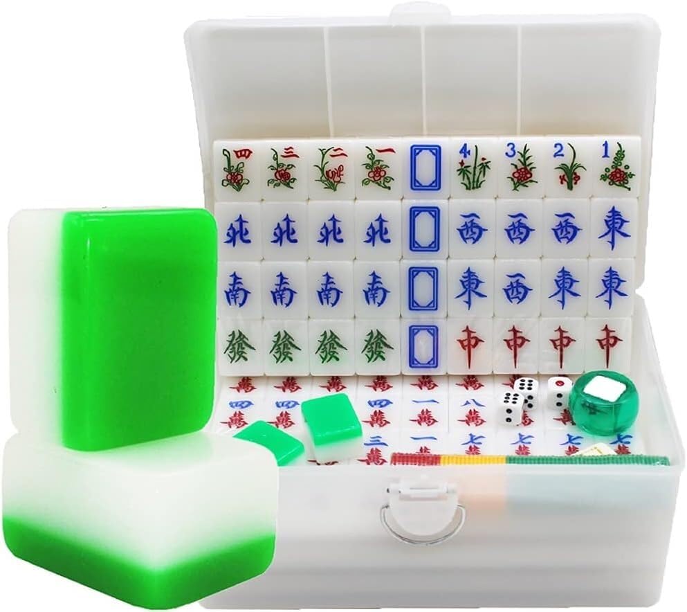 Jeu de Mahjong Chinois 144 Tuiles Facile à Lire pour Soirées en Famille