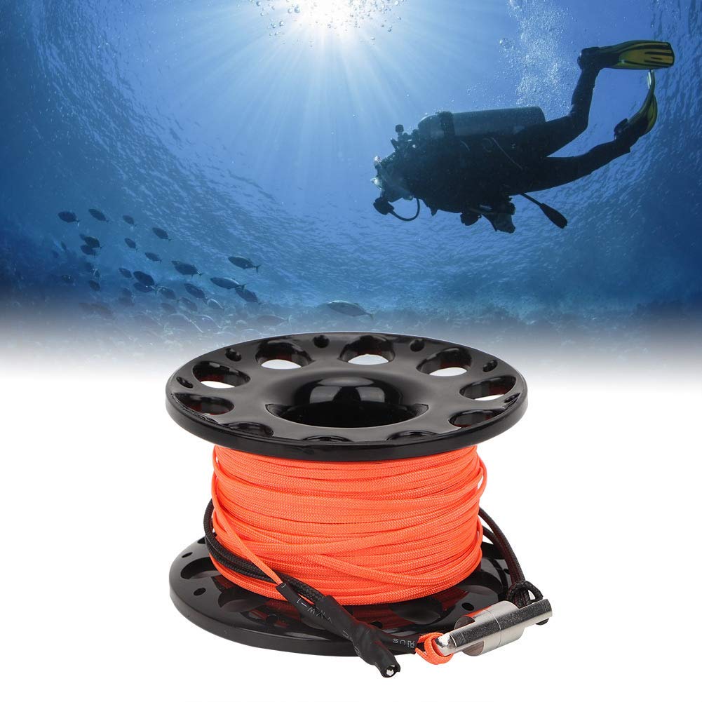 Carrete de Dedo de Buceo, 30 M, Carrete de Dedo de Buceo de Plástico Duradero, Accesorios Subacuáticos, 4 Colores(Rueda Negra)