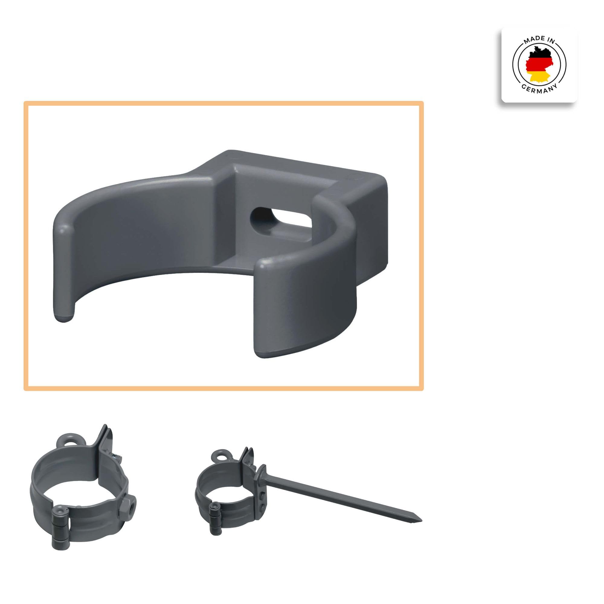 INEFA Abrazadera de tubo, PVC-U 75mm, Abrazadera de tubo descendente antracita, accesorios para canalones, fácil instalación,made in Germany
