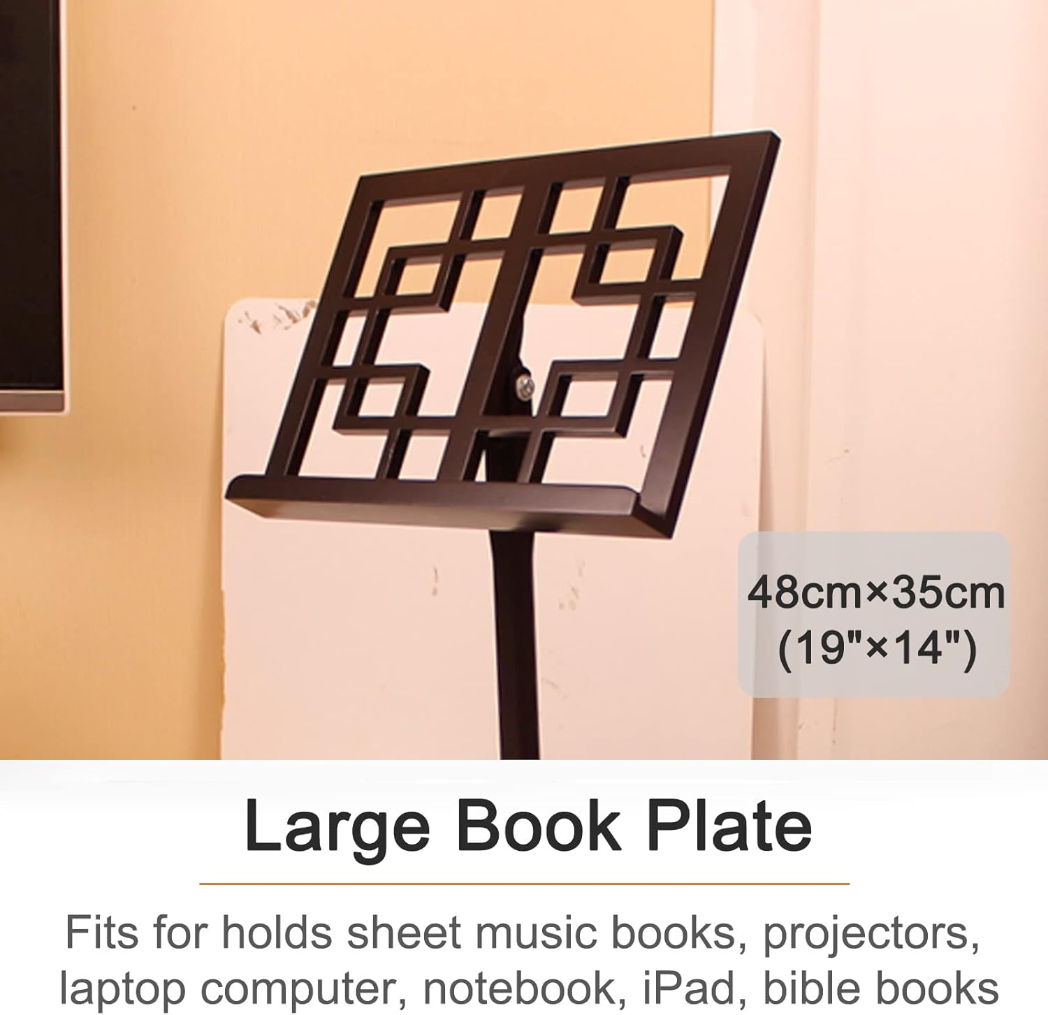 Wood Music Stand for Sheet Music Guitar Drum, Floor Standing Portable Storage Rack, Musical Instrument Players Beginners Gifts, Antique Style