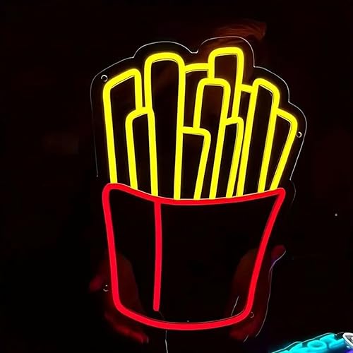 Letrero de neón de papas fritas para decoración de pared, letreros de luz LED personalizados para decoración del hogar y dormitorio, tamaño 15.0 in