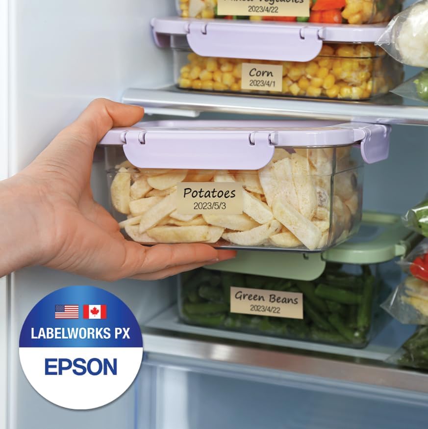 Epson LABELWORKS 224BMBEPX Genuine PET (Polyester) Tape Cartridge - Black on Matte Beige Designer Craft Label Maker Tape - 1" (24MM) Wide, 26' - Image 6