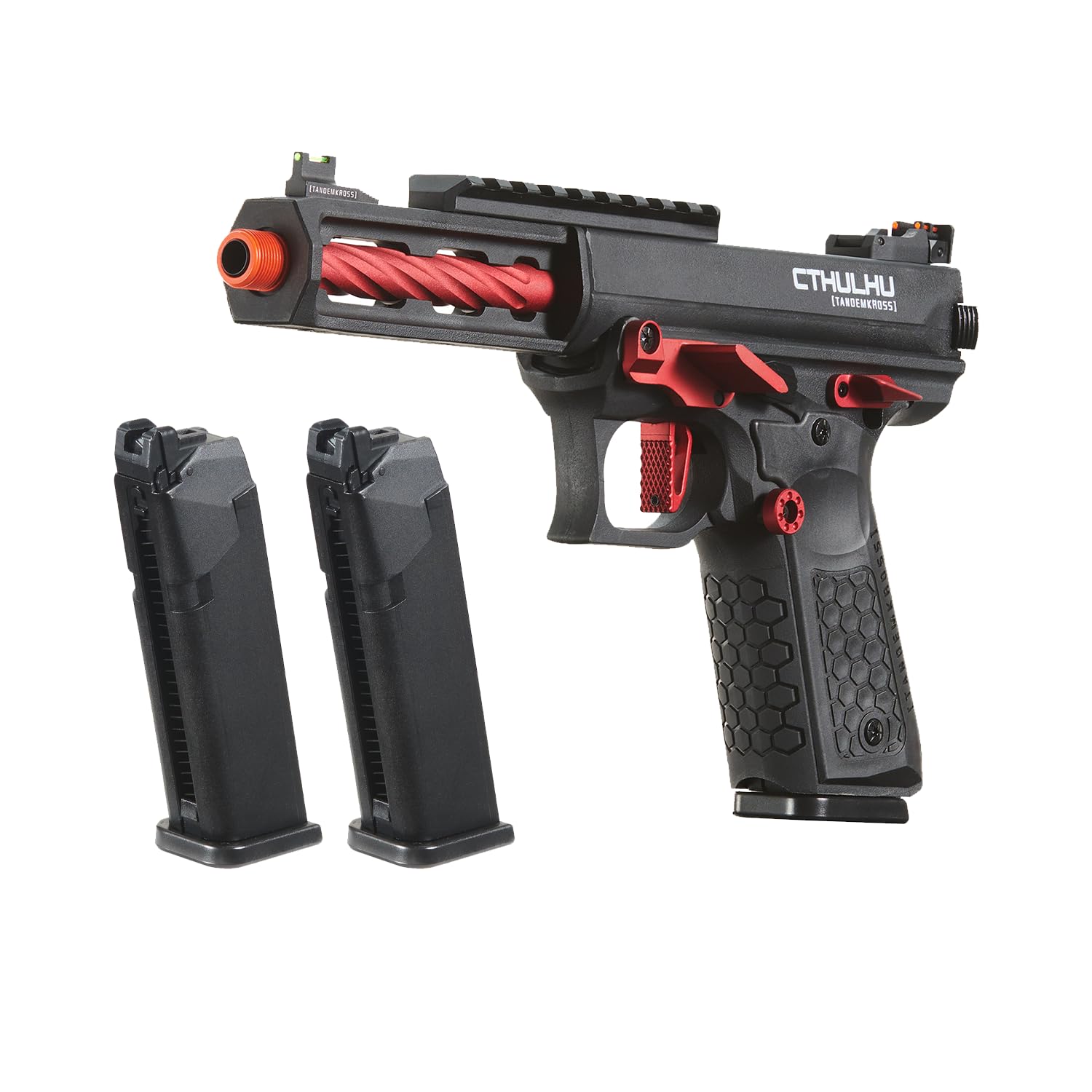 Lancer Tactical Full Auto/Semi Gas Blowback Airsoft Pistol w/Extra Magazine (?Tandemkross Cthulhu) (Black/Red)