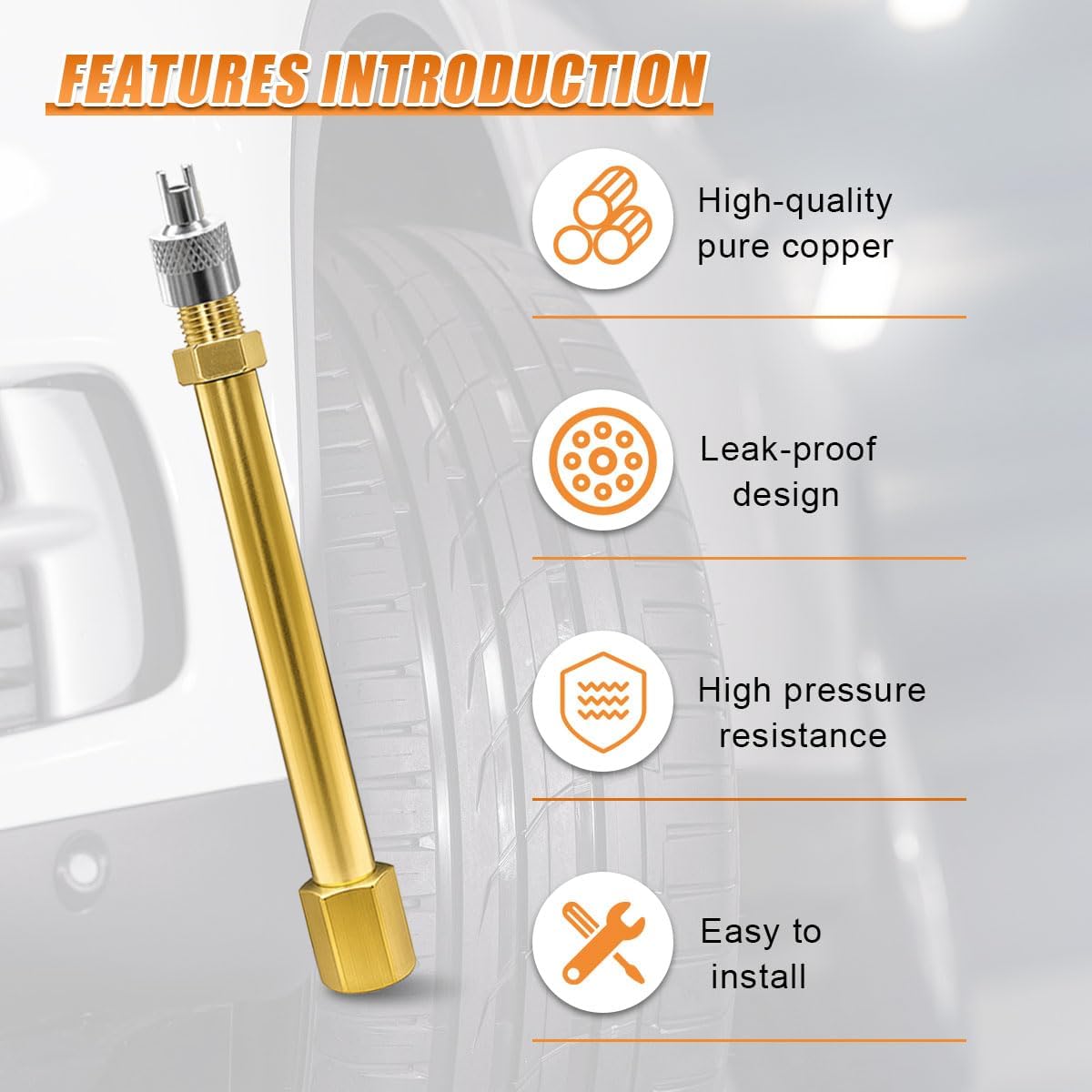 YoRise 2PCS 6 Inch 150 mm Dual Valve Stem Extension, Universal Copper Car Dual Wheels Air Valve Extension for Truck, RV Tires, Trailer, Pickup, Motorhome(6IN)