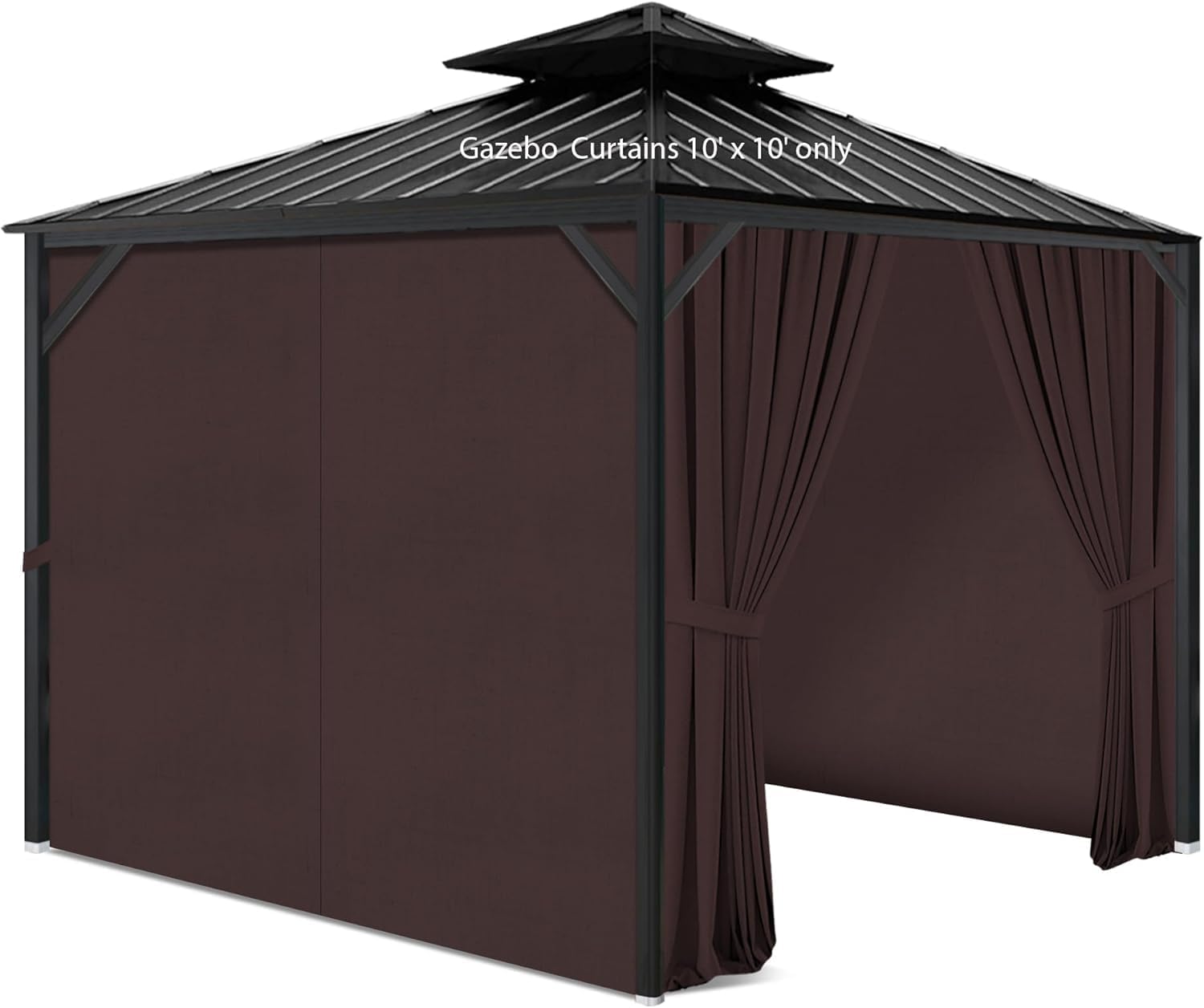 Gazebo Privacy Curtains 10' x 10' with Zipper 4-Panels Side Wall Universal Replacement for Patio, Outdoor Canopy, Garden and Backyard Coffee Brown(Curtain Only) 10'×10' Coffee