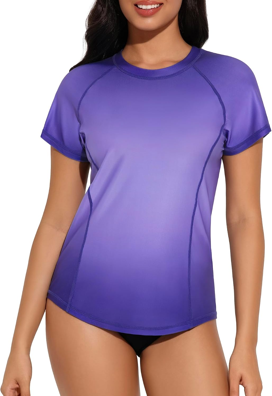 Tournesol Women's Short Sleeve Rash Guard UPF 50+ Swim Shirt Round Neck UV Sun Protection Bathing Suit Top