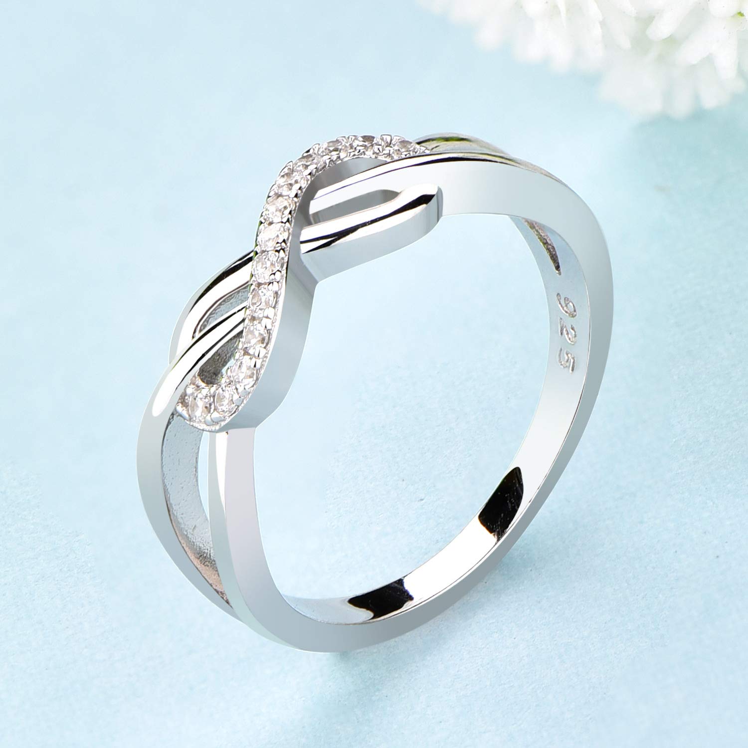 starchenie Unendlichkeit Ringe 925 Sterling Silber Zirkonia Infinity Verlobungsring Ringe für Damen