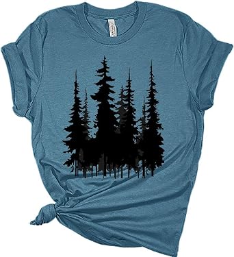 Womens Funny Graphic Skinny Pine Tree Shirt Summer Hiking Camping Athletic Tees Nature Casual Comfy Clothes